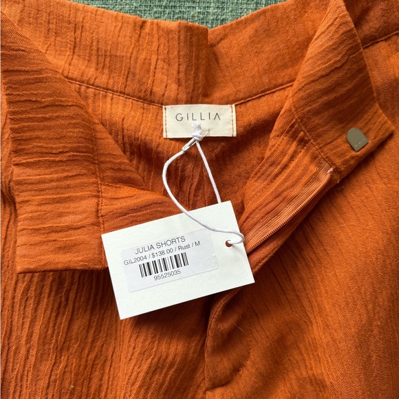NWT- Gillia Crinkle Linen High-Waisted Shorts in Rust - Picture 2 of 7